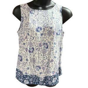 J. Jill Floral Paisley Sleeveless Summer Top Caual Size Large